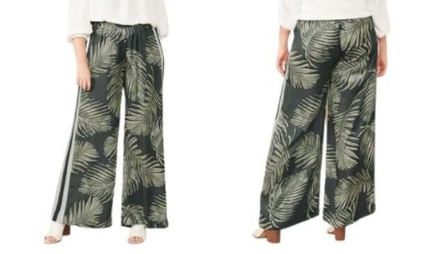 Navabi Feather Print Wide Leg Trousers