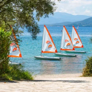 Sail boats at Neilson Vounaki Beachclub in Paleros, Greece