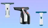a collage of three window vacs from Karcher, Bosch and Beldray