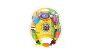 Nuby Bug-A-Loop teether - a series of multicoloured beads arranged in a loop.