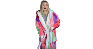 Multi Stripe Sherpa Dressing Gown