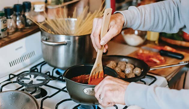 Pasta cooking on the hob