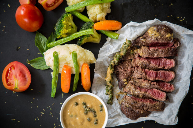 Perfectly cooked medium rare steak