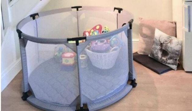 Safetots Deluxe Fabric Playpen in a home