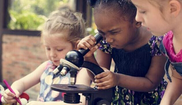 young girls learning