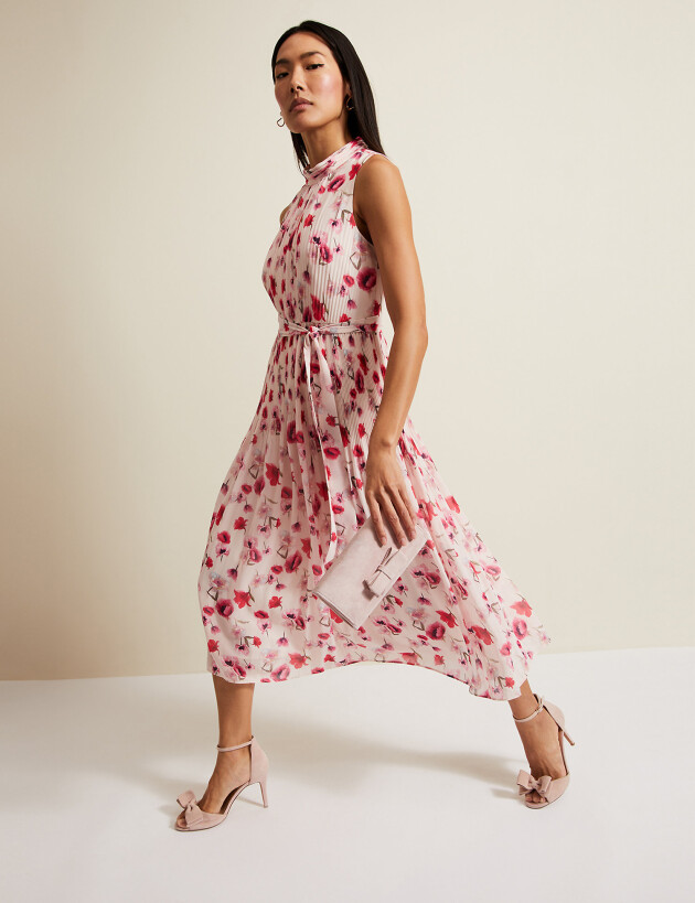 Phase Eight Floral High Neck Midi Tea Dress