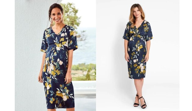 oriental print maternity dress