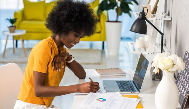 Woman working at desk