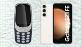 A Nokia feature phone and Samsung Galaxy smartphone