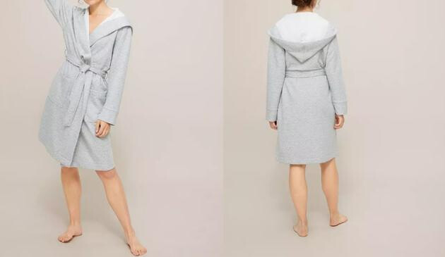 Star Quilt Jersey Robe, Grey