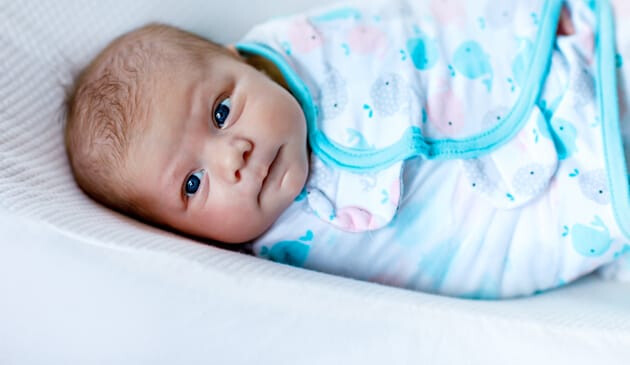 Baby swaddled
