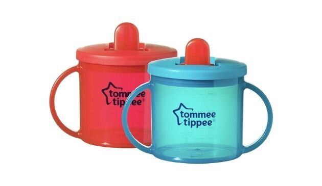Tommee Tippee Free Flow First Cup in blue and red