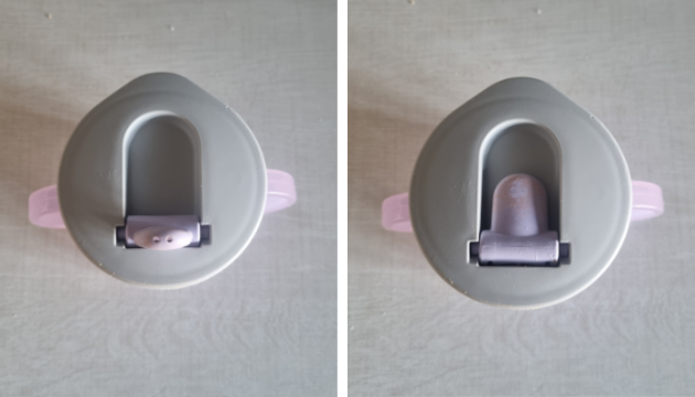 Tommee Tippee Essentials Free Flow First Cup spout open and closed