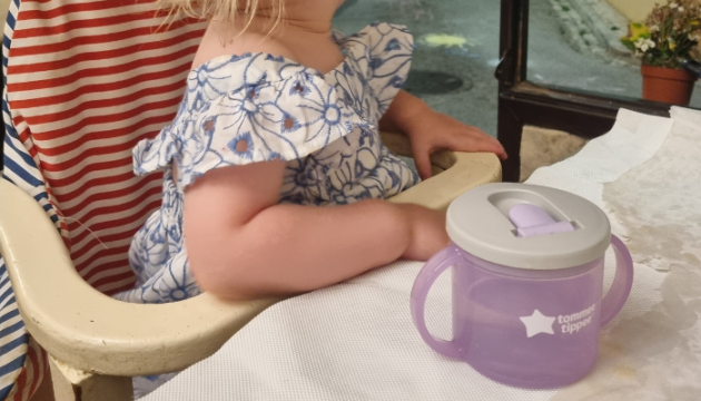 Toddler with Tommee Tippee Essentials Free Flow First Cup