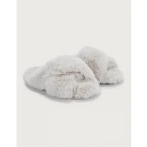The White Company Faux-Fur Cross Slider Slippers