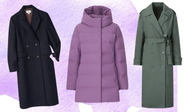 three uniqlo winter coats