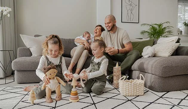 Family spending time in their living room