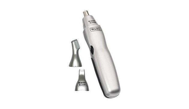 Silver Wahl 3-in-1 personal trimmer with two silver detachable heads