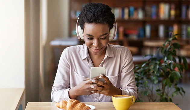 Woman listening to audiobook