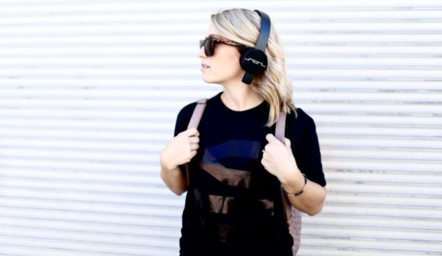 Woman wearing headphones
