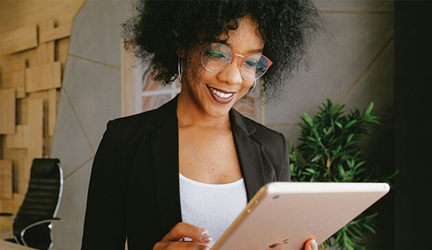 Woman using iPad