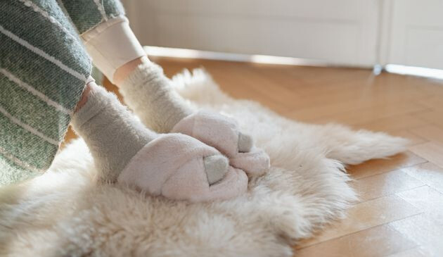 Woman wearing slippers