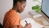 Woman working at a desk