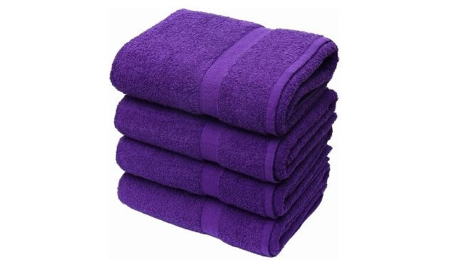 stack of purple towels