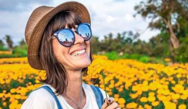Woman in a sun hat