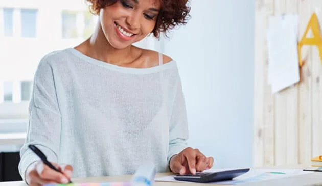 Woman with a calculator
