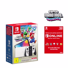Nintendo Switch OLED console with Super Mario Bros Wonder