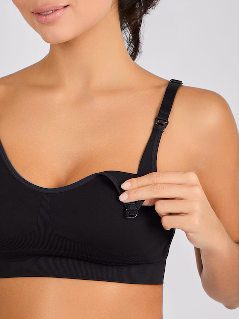 Emma-Jane Padded Seamless Maternity & Nursing Bra stock image showing bra unclipped