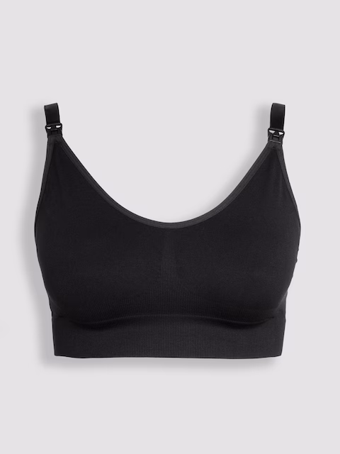 Emma-Jane Padded Seamless Maternity & Nursing Bra stock image of bra in black standalone